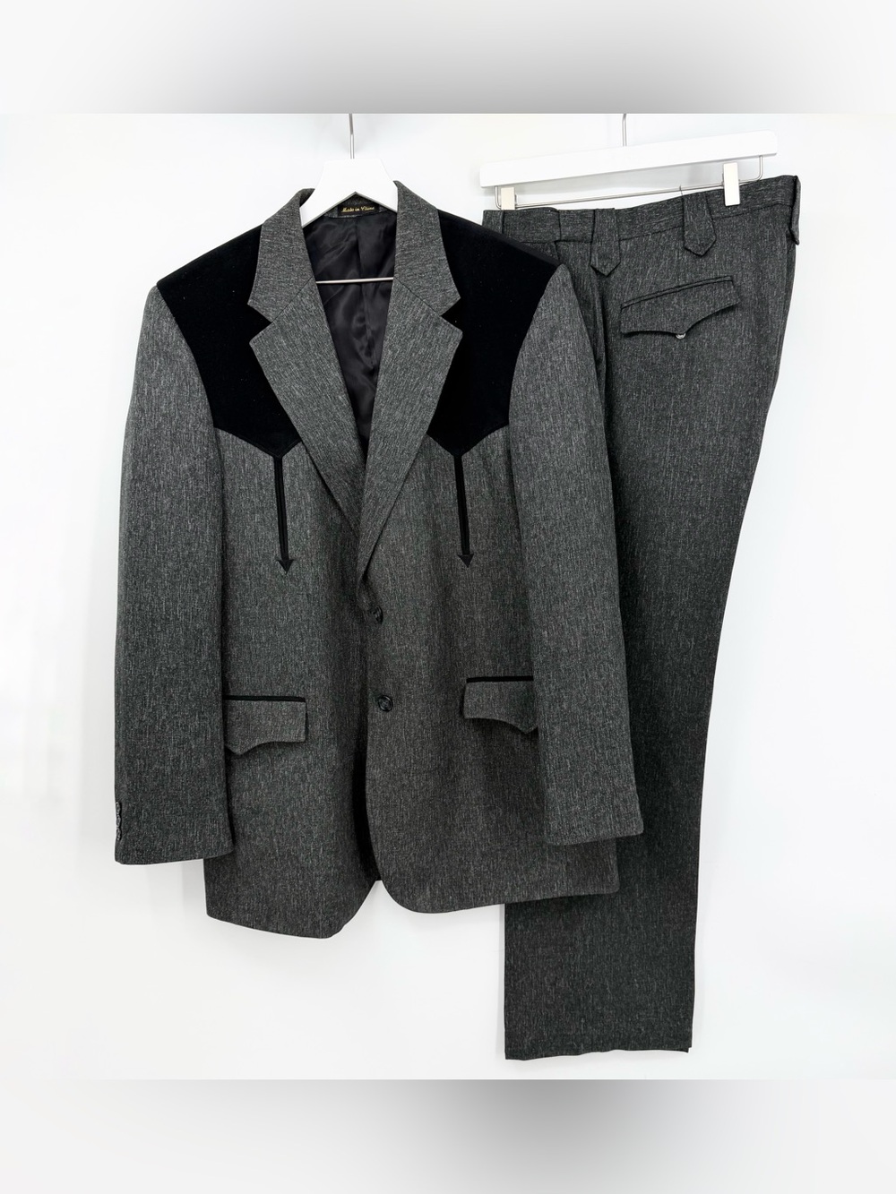 Circle S Western Dallas 2 pcs Suit Set Blazer Jacket & Pants Charcoal Sz 46L/40